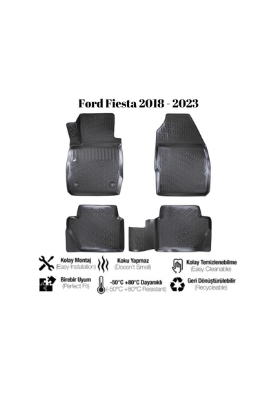 Ford Fiesta 2018 2019 2020 2021 2022 2023 İle Uyumlu Araca Özel 3d Havuzlu Paspas Takımı A+ Kalite 1 Adet