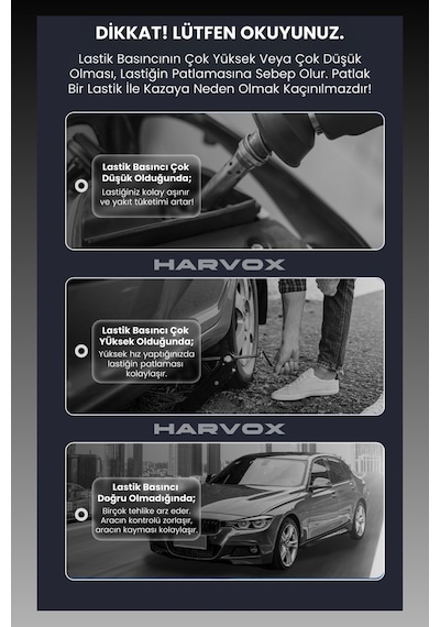 Harvox Jump Starter Akü Takviye Cihazı 10 İn 1 Powerbank, Hava Kompresörü, Lcd Ekran,12.000mah