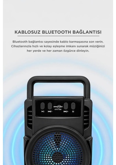 Delux Serisi Bluetooth Hoparlör Gts-1360 Siyah Frekans Cihaz Akustik