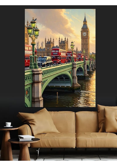 Ahşap Tablo Londra Köprüsü Şehir Manzarası