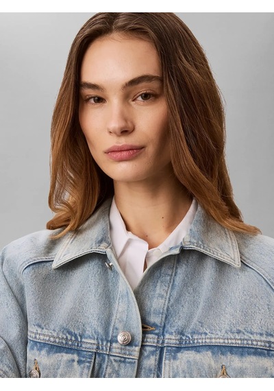 Calvin Klein Branded Boxy Denım J, Yp3 Mavi Kadın Kot Ceket