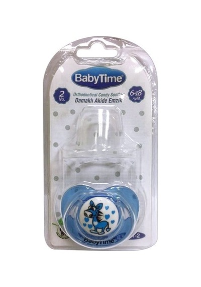 Baby Time Bt141 Silikon Damaklı Desenli Emzik No 2 - Mavi