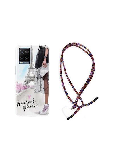 Vivo V21 Kılıf Rasta Boyun Askılı Bonjour Paris 1419