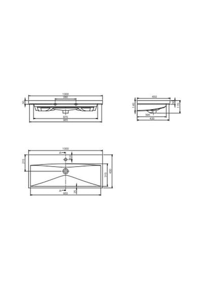 Turkuaz Seramik Elite Etajerli Lavabo 100 x 45 CM