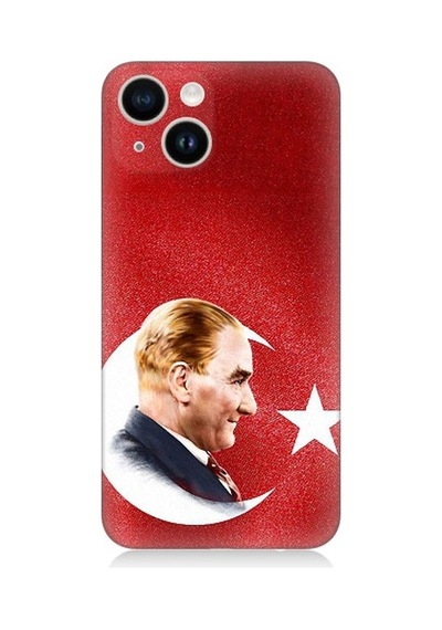 Apple Uyumlu iPhone 13 Bayrak Ve Mustafa Kemal Atatürk Desenli Silikon Kılıf
