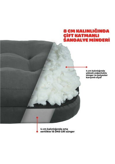 Xpermate 4'lü Çift Kat Sandalye Minderi 42x42x8 Antrasit