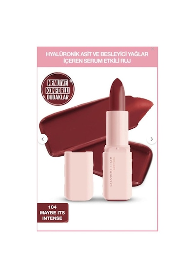 Maybelline New York Serum Etkili Hyalüronik Asit Ve Besleyici Yağ İçeren Ruj - 104 Maybe It's Intense Diğer