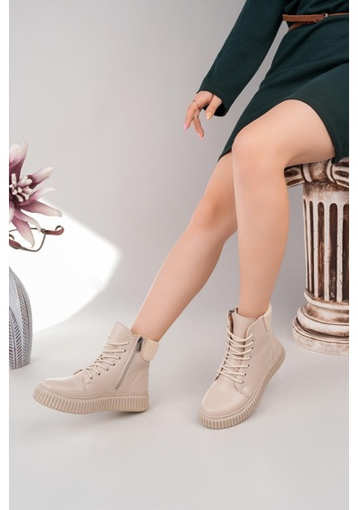 Nesilshoes Nesil Shoes Ermod 401 Bej Kadın Postal Bot