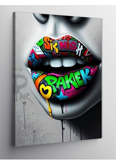 Kanvas Tablo Grafiti Dudak İfadesi 70cmx100cm