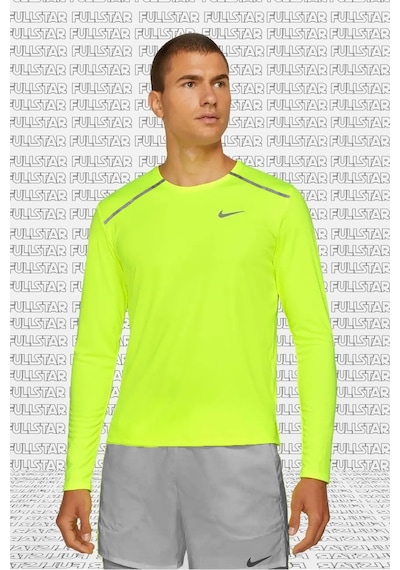 Nike Men's Long Sleeve Dry Miler Running Shirt Uzun Kollu Erkek Koşu Üstü Tişörtü Sarı