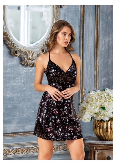 Angel's Story Angels Story Saten Dantel Detaylı Çiçek Desenli Empirme Gecelik Siyah - Kırmızı Angel's Story Angels Story Saten Dantel Detaylı Çiçek Desenli Empirme Gecelik Siyah - Kırmızı