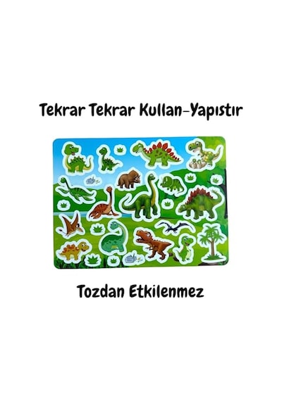 Tekrar Tekrar Kullanılabilen Sticker Dinosaur World Abanoz