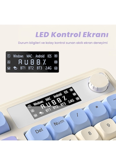 Aula S99 Pro Retro Rgb Gaming Bluetooth 2.4ghz Type-c 3 Mod Kablosuz Makrolu Türkçe Q Oyuncu Klavye Mavi 75645672