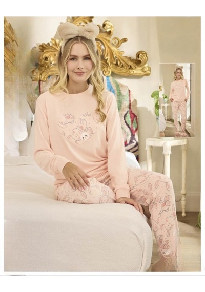 Aydoğan Kadın Bisiklet Yaka Termal Pijama Takımı 240673p- 1 Adet Pudra