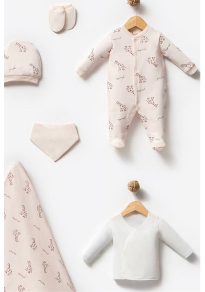 By Bubbles Unisex Desenli 10'lu Hastane Çıkış Seti Ekru Zürafa