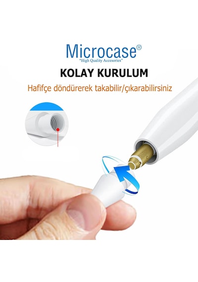Microcase Apple Pencil 1-2 Nesil Pencil Usb-c Pro İle Uyumlu Yüksek Hassasiyetli Yedek Uç 4 Adet -al4762 Beyaz