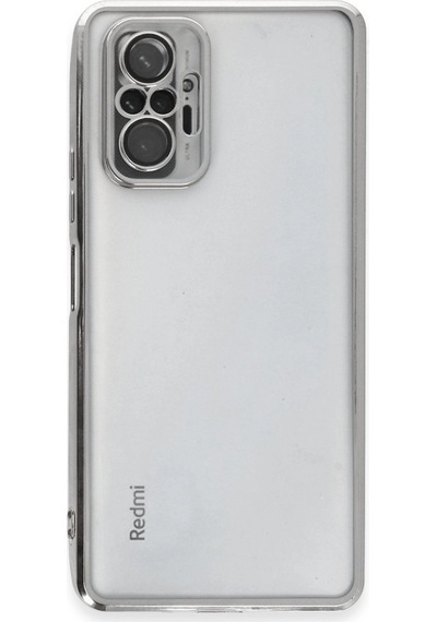Xiaomi Redmi Note 10 Pro Kılıf Kamera Korumalı Lensli Silikon - Gümüş