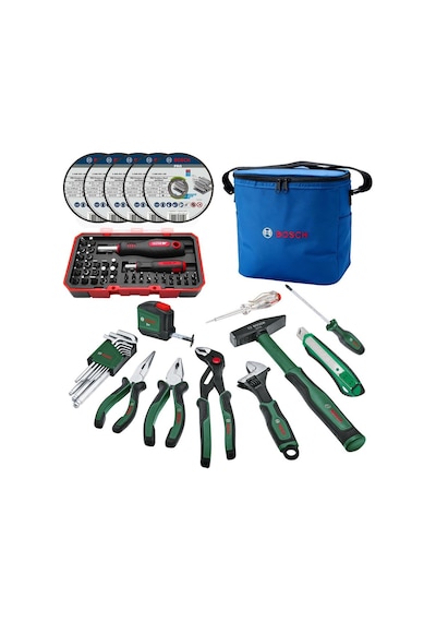 Bosch Gsr 18v-45 + Gws 18v-8 + Gbh 18v-22 3x18v 4.0ah Akülü Kombo Kit + 66 Parça El Aleti Seti + Termos Çantalı
