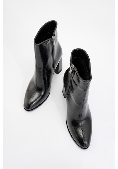 Luvishoes Jewel Siyah Cilt Kadın Topuklu Bot Sıyah Cılt