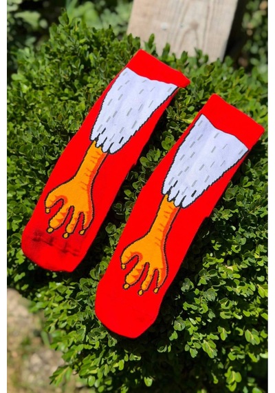 Lousocks Unisex Horoz Ayağı Renkli Soket Çorap Kırmızı
