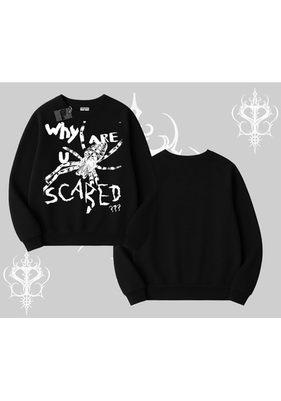 Startmore Beyaz Biskilet Yaka Sweatshirt Why Are U Scared Siyah