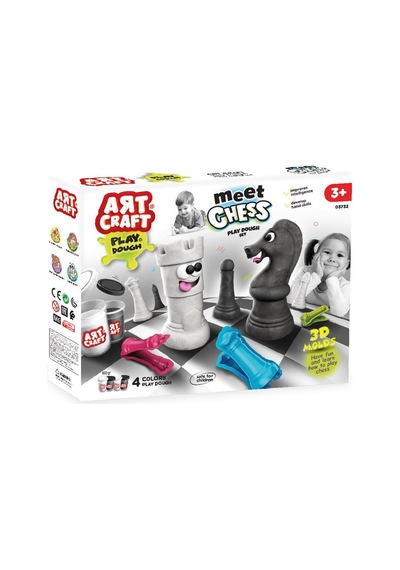 Art Craft Meet Chess 3d Kalıplı Satranç Temalı Oyun Hamuru Seti 4 Renk Eğitici Oyuncak 3+ Yaş Çok Renkli