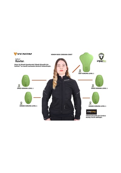 Venom Ceket Yazlık Rock Cordura Kadın-Erkek