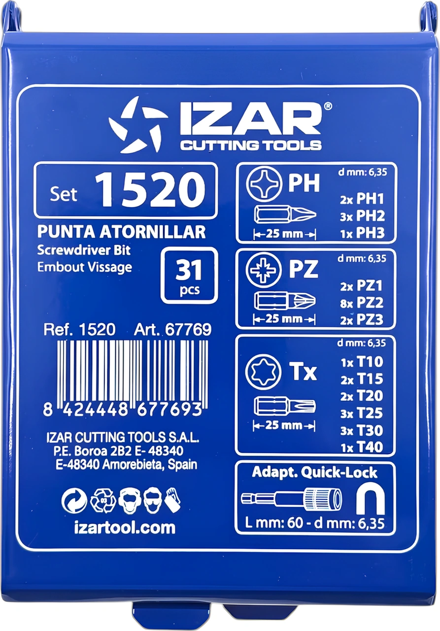 Fixonic Izar Izar1520 31 Parça Vidalama Bits Uç Seti