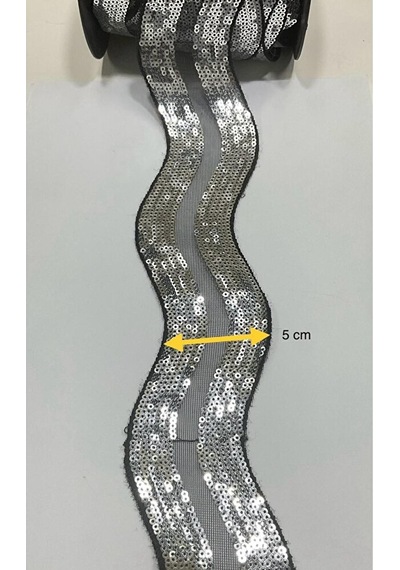 Gümüş Pullu Şerit / 1 Metre