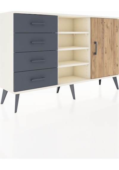 Arges Konsol 4 Raflı 4 Çekmeceli Tek Kapaklı 132x30x83 Aytaşı-çam/antrasit Çam/antrasit Arges Konsol 4 Raflı 4 Çekmeceli Tek Kapaklı 132x30x83 Aytaşı-çam/antrasit Çam/antrasit