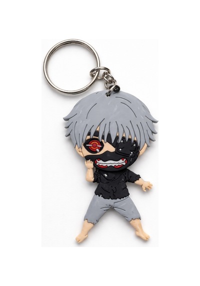 Anime Karakter Figürlü Silikon Anahtarlık Gri Saç Maskeli Tasarım Unisex