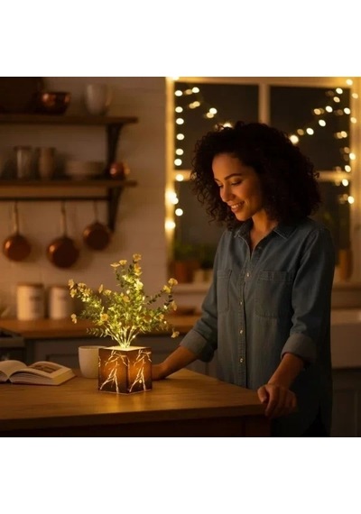 Home Siyah Saksılı Led Yapay Çiçek Çok Renkli
