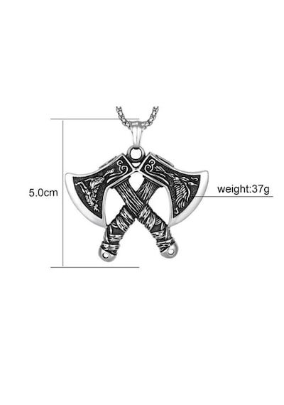 Nordic Mitoloji Viking Çift Balta Kolye Paslanmaz Çelik Erkek Kolye Gümüş