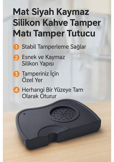 Mat Siyah Kaymaz Silikon Kahve Tamper Matı Tamper Tutucu Cin448 Ayarlanabilir Dimi Yok