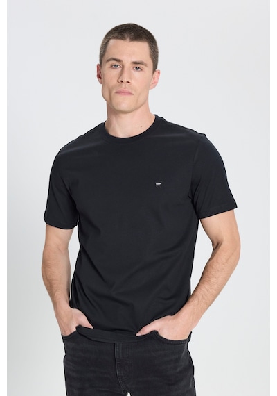 Regular Fit Normal Kesim Bisiklet Yaka %100 Pamuk Siyah Tişört W7NM203877001 Siyah