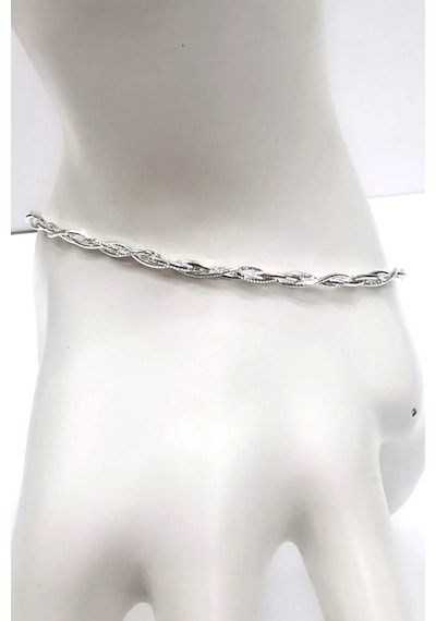 Omar Silver Kadın İtalyan Snack Sinek Üçlü Örgü Gümüş Bileklik N11.34502
