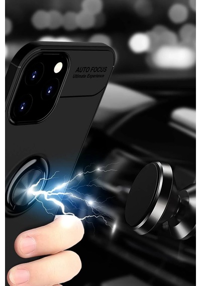 Cosmotex Newface Apple iPhone Uyumlu  12 Pro Max Kılıf Range Yüzüklü Silikon - Kırmızı