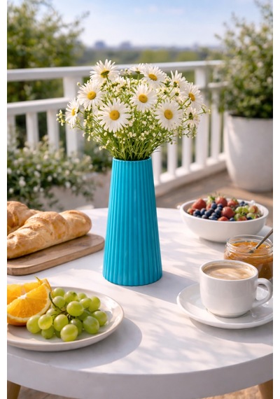 Modern Beyaz Vazo Güne Sade Bir Başlangıç 17.8 7.7 Cm Turkuaz