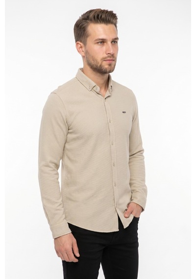 Foterman Erkek Spor Slim Fitt Uzun Kol Gömlek Bgl-st05440 Taş