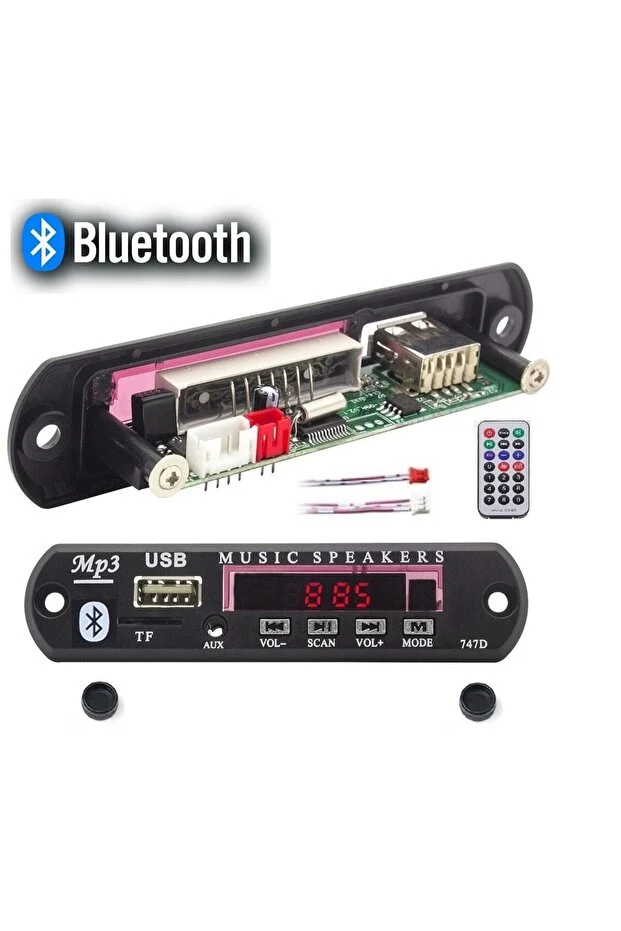 Yeni 2026 Bluetoothlu Araç Oto Teyp Aux Usb Sd Mikrofonlu Dönüştürücü Çevirici Mp3 Modülü Board Kart