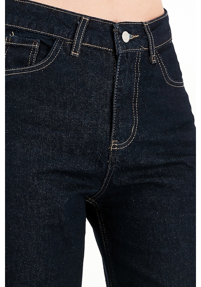 Lela Pamuklu Yüksek Bel Bol Paça Jeans Kadın Kot Pantolon 7031006 Koyu Mavi