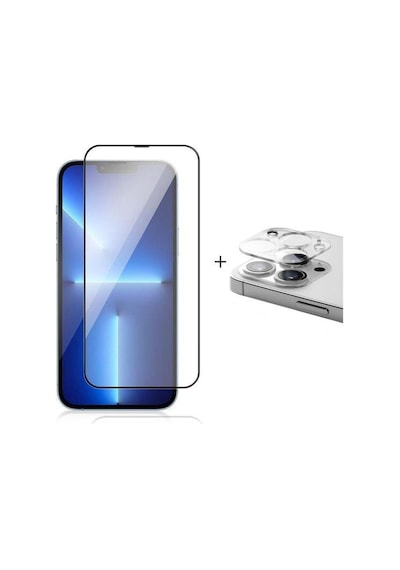 Apple iPhone Uyumlu 13 Pro Max Full Glass Anti-dust Ahize Korumalı Cam Ekran Koruyucu + Kamera Lens Koruyu