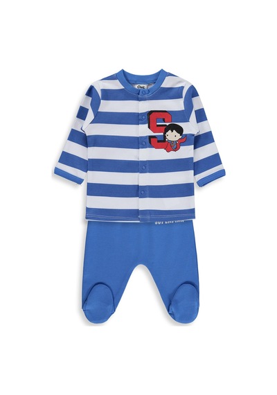 Civil Baby Superman Baskılı 1-9 Ay Pijama Takımı - Mavi Saks Mavisi