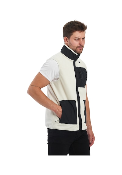 Adams Erkek Polar Kolsuz Çift Renk Yelek 3 Cepli Comfort Fit Ekru