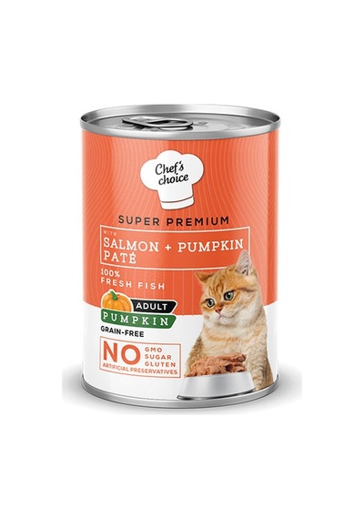 Chef's Choice Somonlu ve Balkabaklı Tahılsız Ezme Yetişkin Kedi Konservesi 24 x 400 G