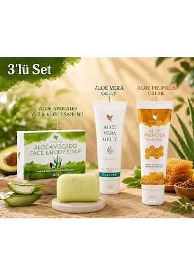 Forever Aloe Propolis Krem + Aloe Vera Gelly + Avocado Sabun