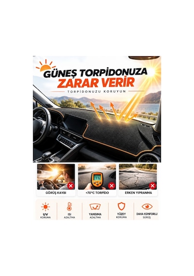 Renault Talıant Ekransız 2021-2026 Uyumlu Torpido Örtüsü + Deri Çanta Seti - Siyah Kahverengi