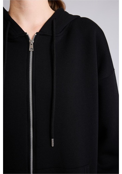 Defacto Oversıze Kapüşonlu Kalın Sweatshirt Kumaşı Hırka I2413ax26aubk81 Siyah-bk81