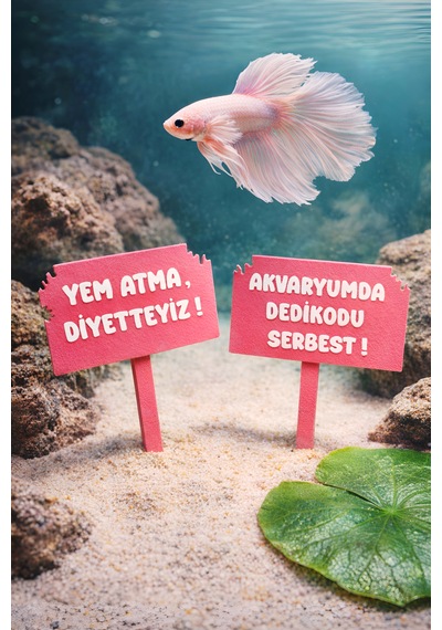 2'li Set - Yem Atma Diyetteyiz / Akvaryumda Dedikodu Serbest Pembe