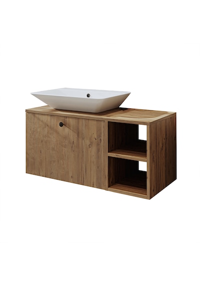 Lotus Ayaksız Lavabolu Mdf 95 Cm Çekmeceli Banyo Dolabı Atlantik Atlantik Çam